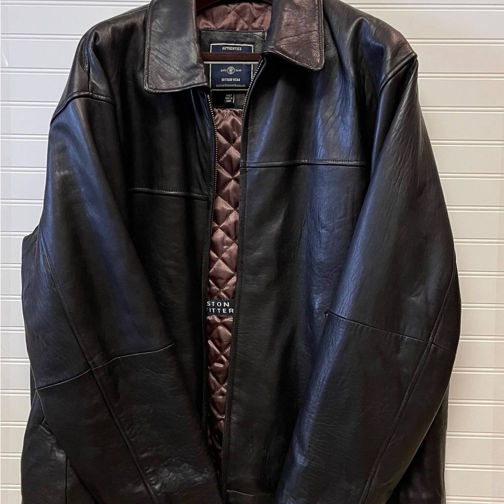 Boston Fitters Outdoor Gear Mens Black Genuine Leather Big & Tall Coat XXLT